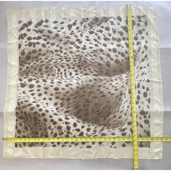 Animal Print Scarf 34"x34" – Ivory & Brown – Made in Italy – Lightweight - Picture 2 of 8
